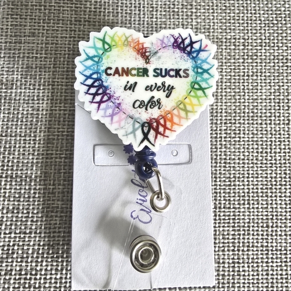 Cancer Awareness Retractable Name Badge ID Reel Holder - Picture 1 of 2